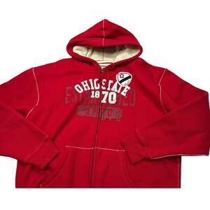 Ohio State Buckeyes J. America Red Zip Up THICK Hoodie Size XL Stitched